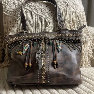 Montana West Brown Embellished Shoulder Bag